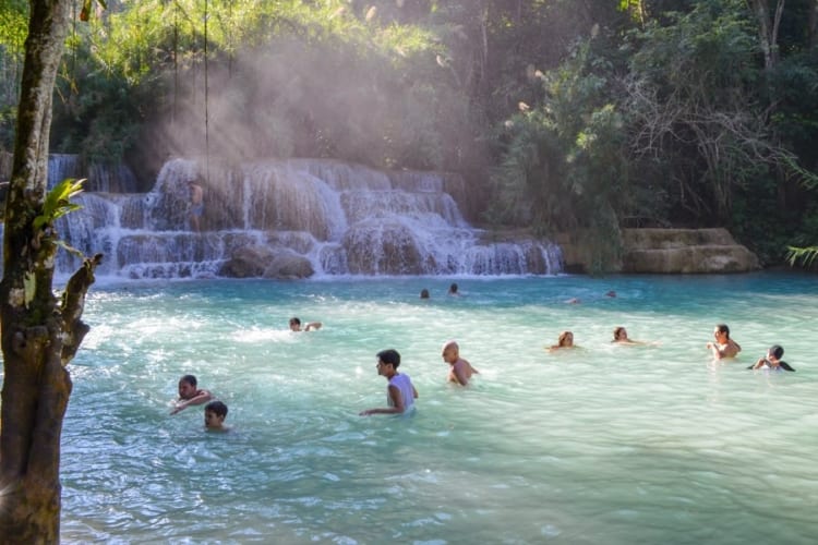 clear waters of Kuang Si Waterfalls