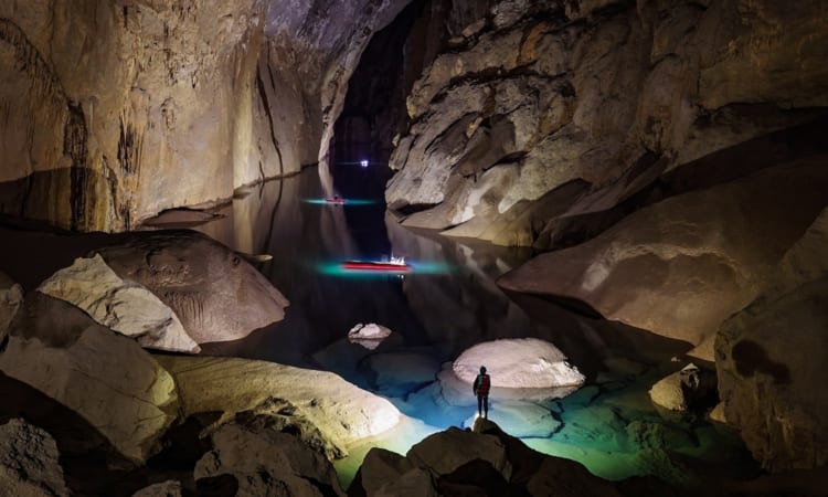 cool water in Son Doong Cave