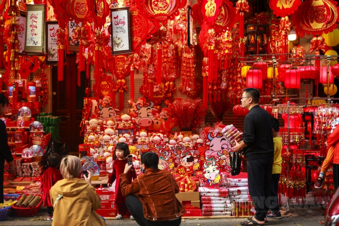 Vibrant Hang Ma Street during Lunar New Year