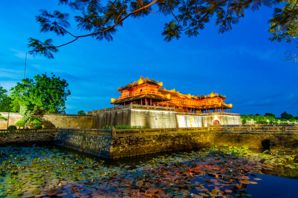 Wonderful view of the “Meridian Gate Hue” to the Imperial City with the Purple Forbidden City within the Citadel in Hue, Vietnam.