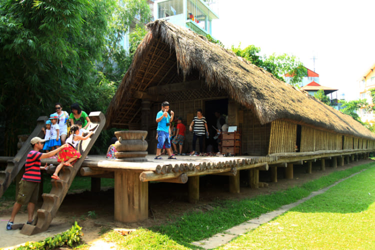 Open-air exhibition area with traditional houses and gardens provides a spacious and interesting environment for kids to explore