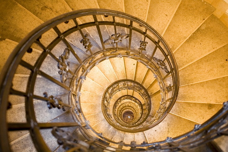 Up the spiral staircase in the Fine Arts Museum 