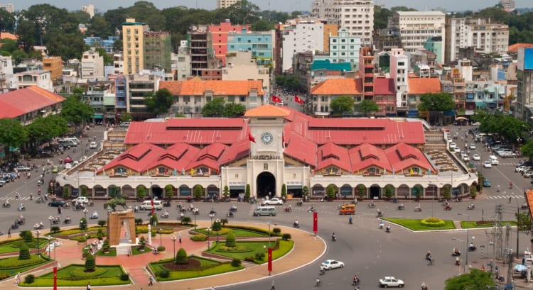 A panoramic view of Ben Thanh Market