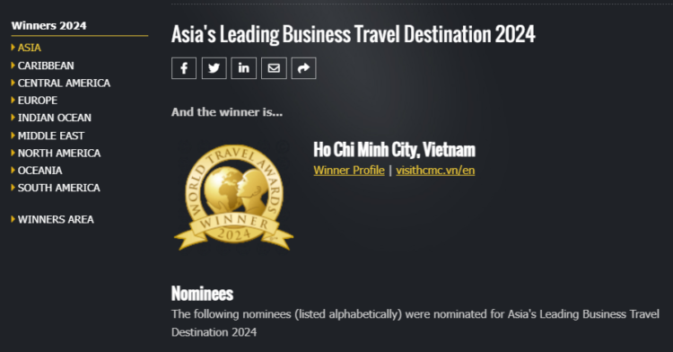 Ho Chi Minh City Asia's Leading Business Travel Destination