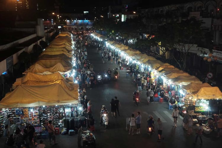 The bustling and crowded Ben Thanh Night Market